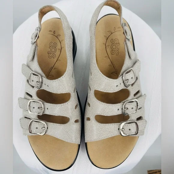 SAS Women’s Leather Upper Sandstone Beige Comfort Sandals Size 6 - Picture 2 of 6